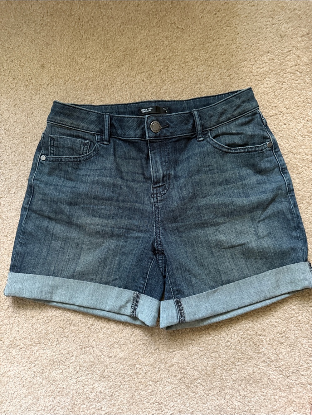 Simply Vera Vera Wang Dark Blue Rolled Cuff Denim Shorts